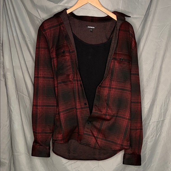 Express Red and Black Checkered Shirt - Picture 3 of 4